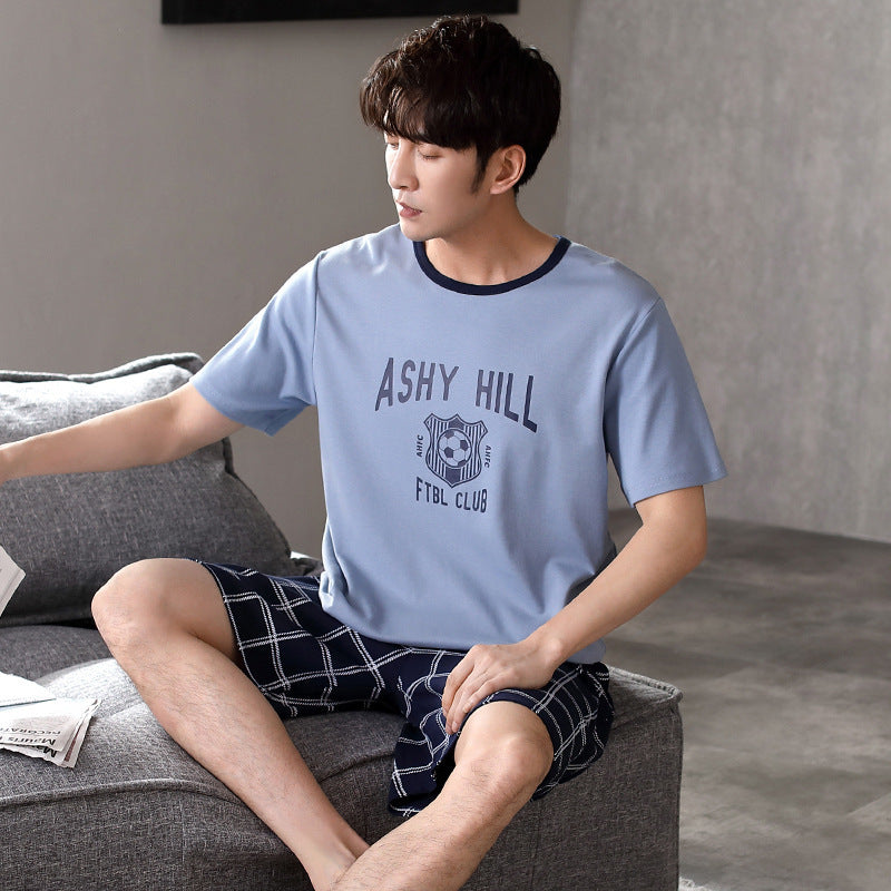 Pajamas Men's Summer Cotton Short Sleeve Shorts Suit