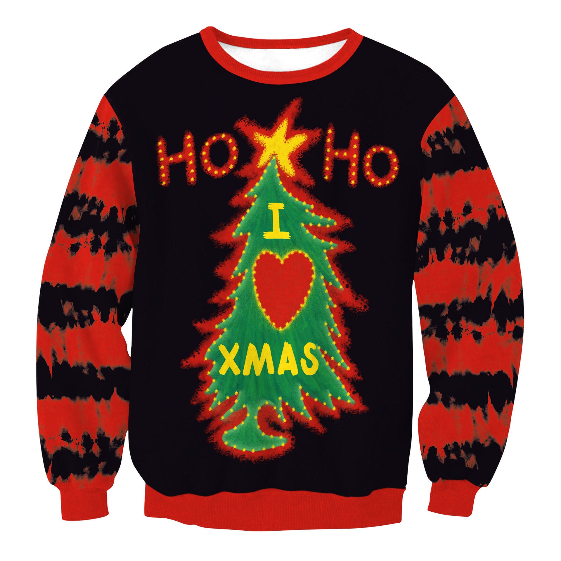 Men’s Fashion Christmas Tree Striped Digital Printing Couple Sweater – Street Style Holiday Wear