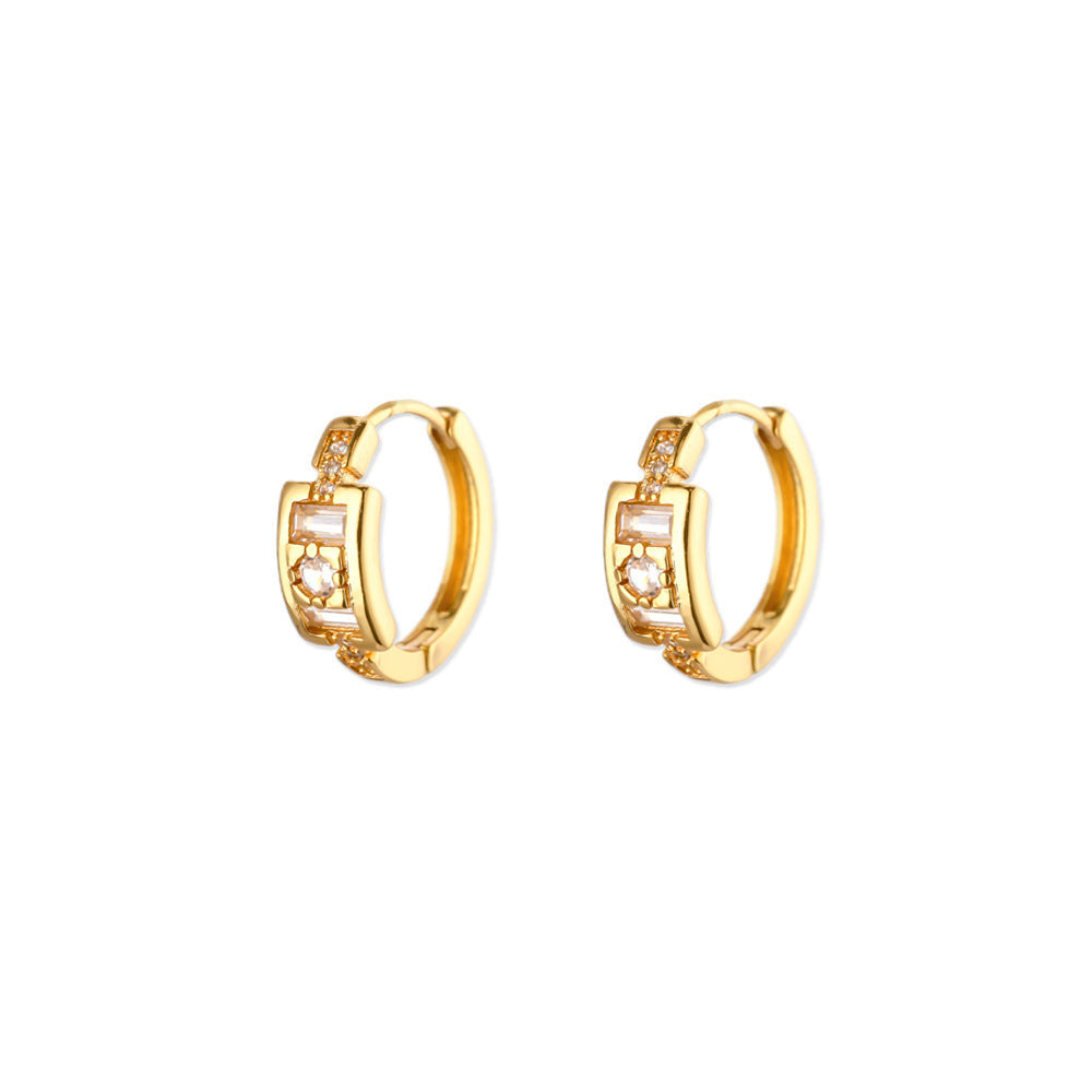 Exquisite Geometric Inlaid Zircon Earrings