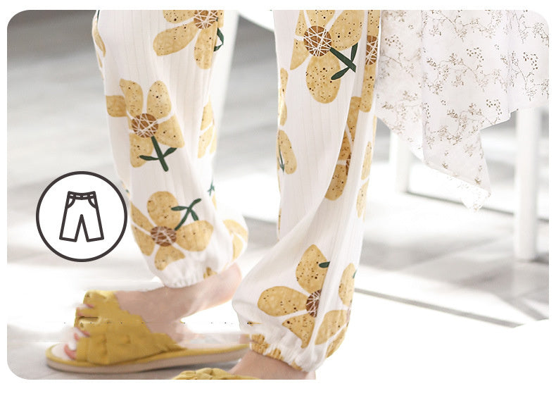 Women's Korean Style Cotton Pajamas Relaxed Fit Solid