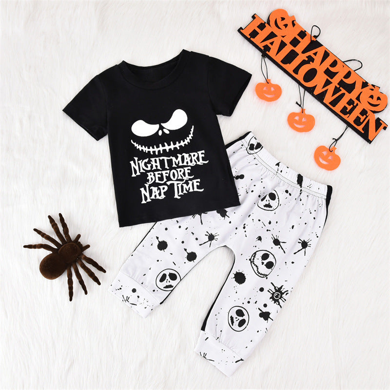 Halloween Black Short Sleeve T-Shirt Trousers