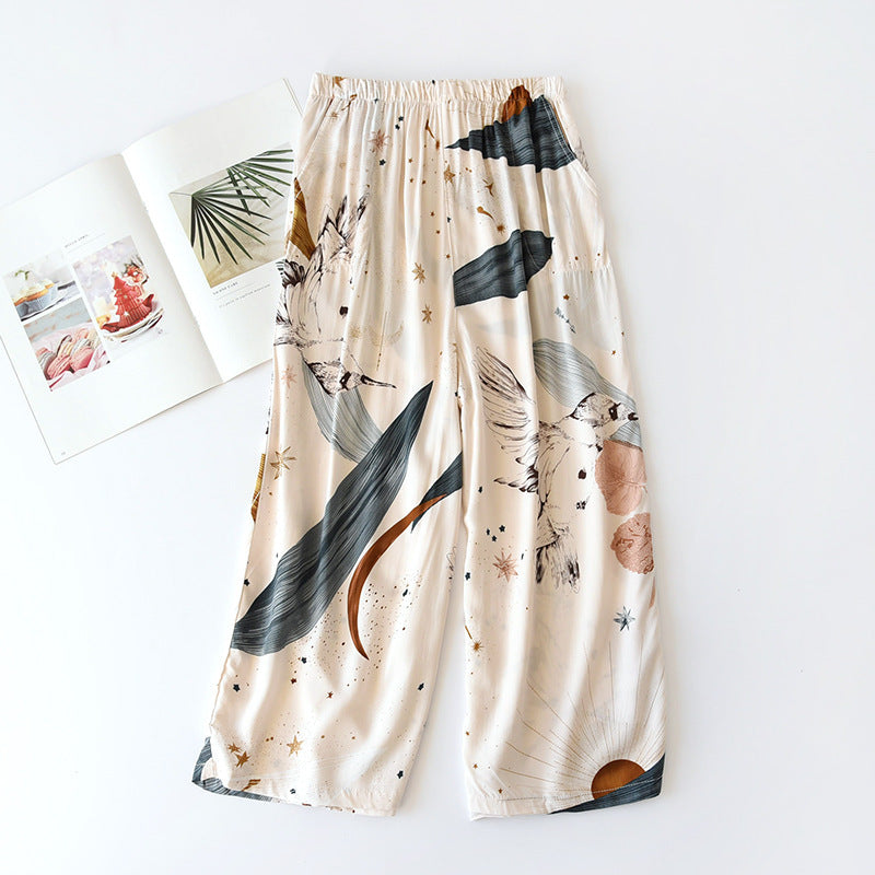 Women’s Lounge Pants – Loose Casual Home Trousers, Soft Elastic Waist with Pockets
