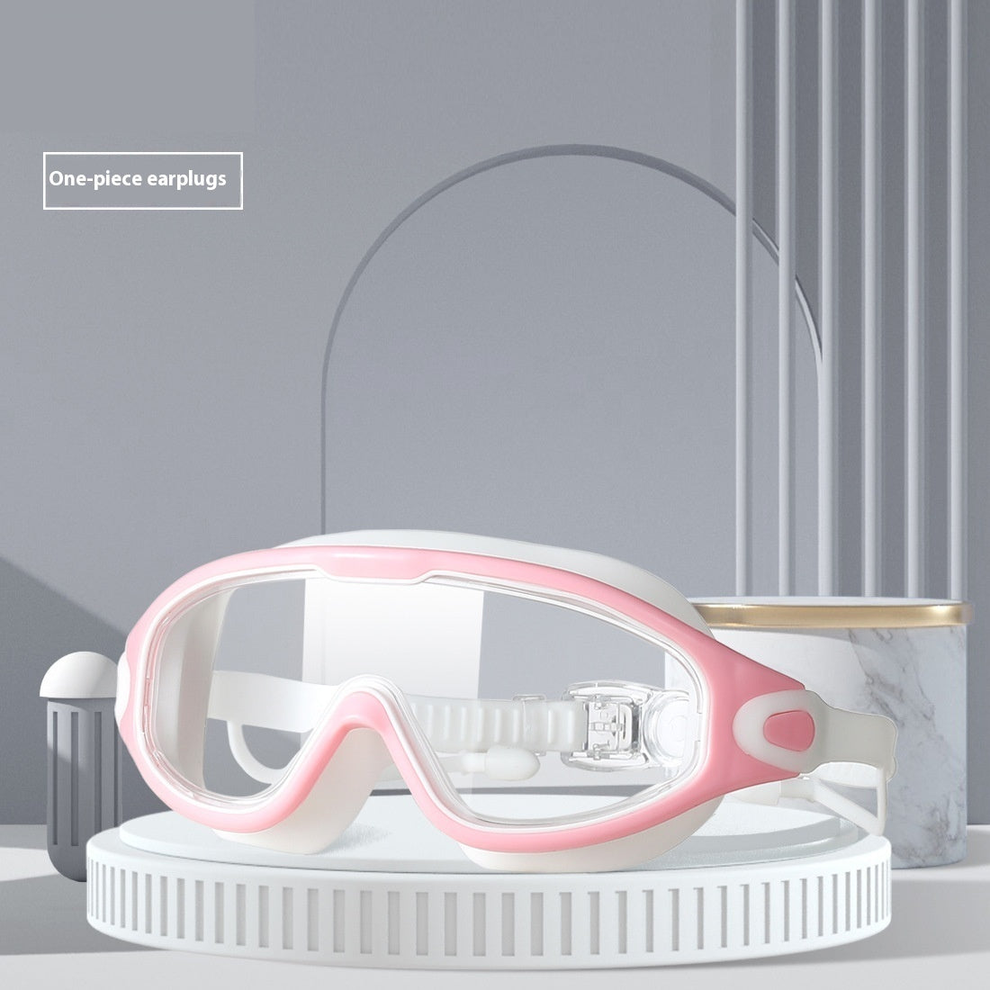 HD Waterproof Anti-fog Plating Swimming Goggles Plain Large Frame