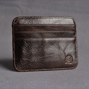 Slim Cowhide Leather Card Holder Unisex Oil Wax Finish