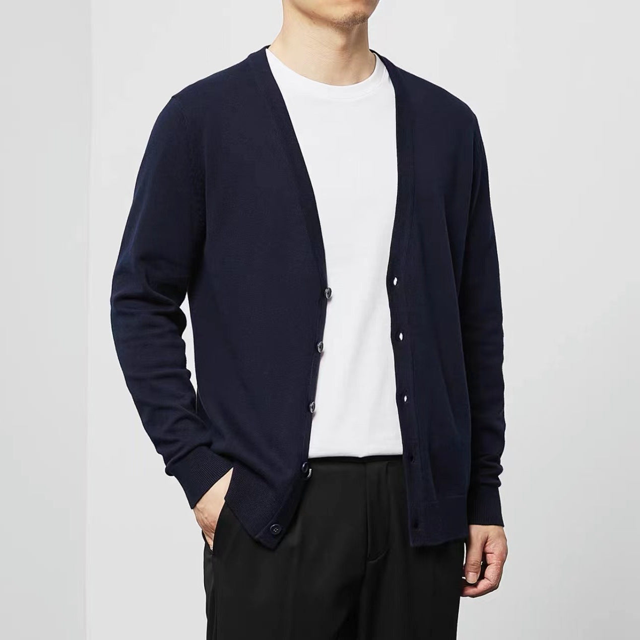 Knitted Cardigan Men's Knitted Shirt Loose Casual