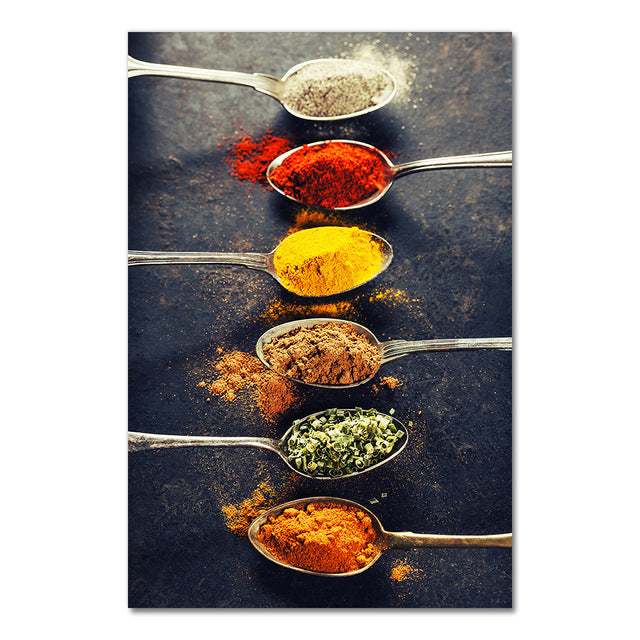 Kitchen Wall Art – Vanilla & Spice Themed Canvas Painting for Home & Restaurant Decor