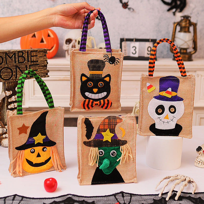 Halloween Candy Tote Bag – Creative Witch, Skull, and Pumpkin Gift Handbag for Kids and Party Favors
