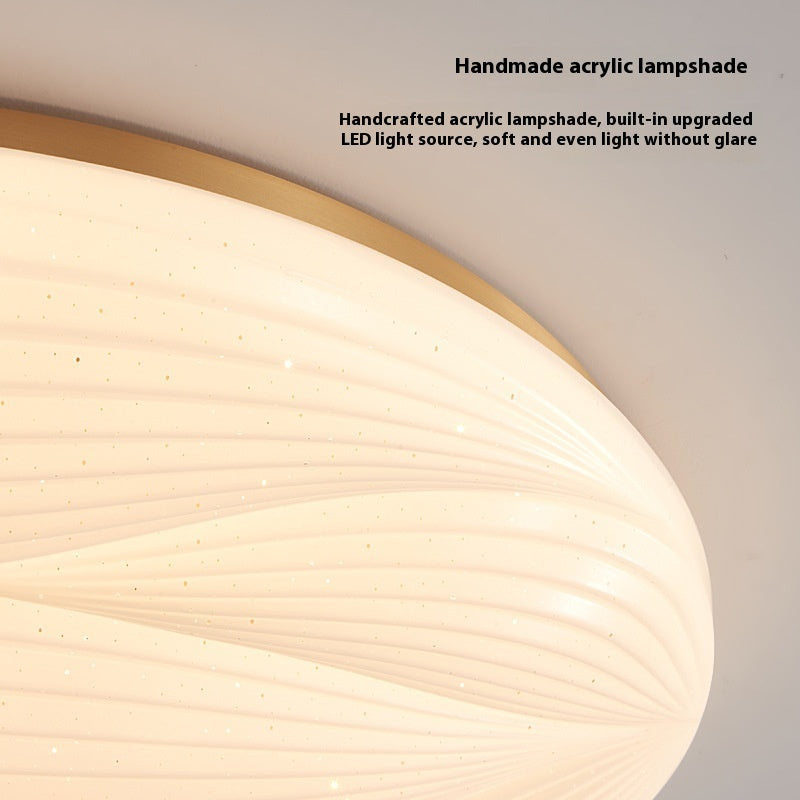 Modern Light Luxury Atmospheric Cream Style Copper Round Ceiling Lamp