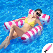 Striped Inflatable Water Sports Goods Recliner Floating Bed