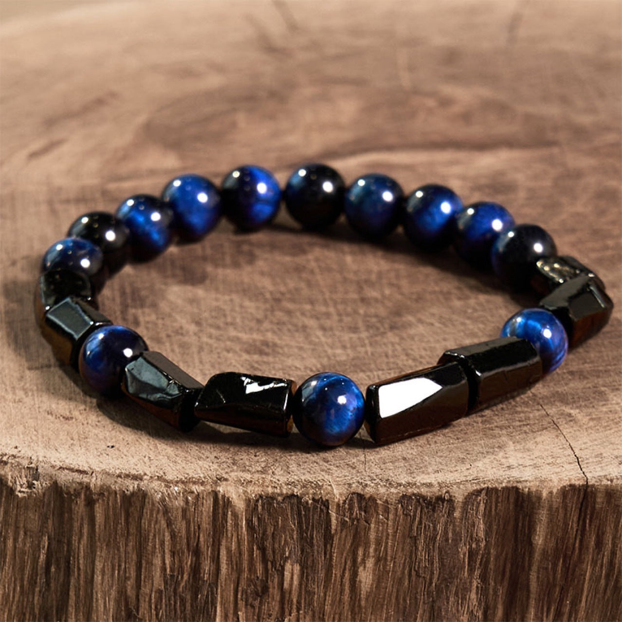 Natural Obsidian Single Ring Bracelet Fashion Simple