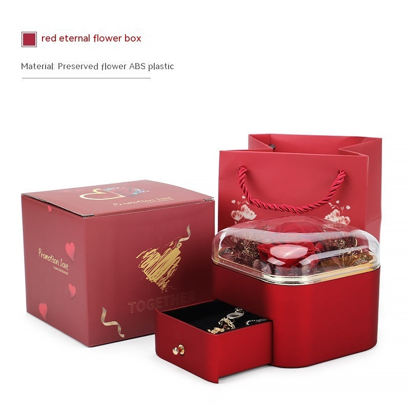 Rose Jewelry Box Drawer Organizer With Metal Construction
