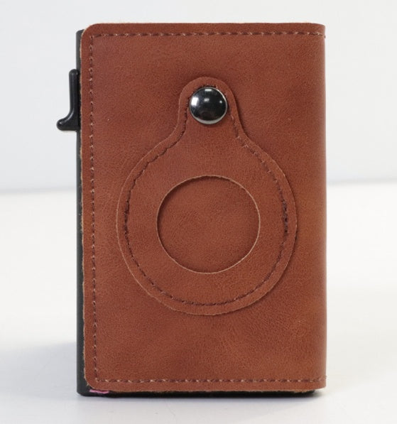 Men's Slim Leather AirTag Wallet – Anti-Theft RFID Multi-Functional Card Holder