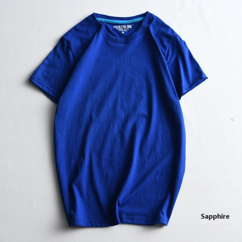 Men's Round Neck Blank Solid Color Cotton T-shirt