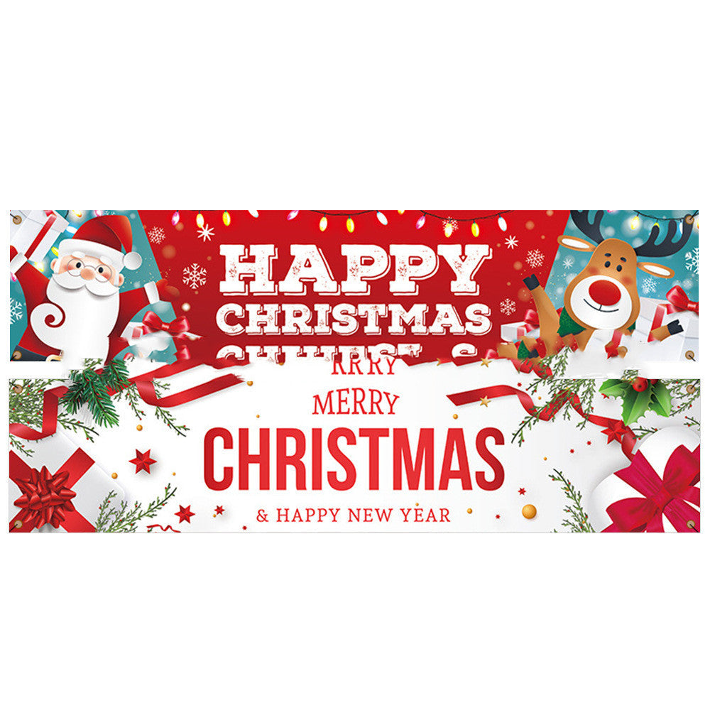 Christmas Banner Red Background Cloth Garden Lattice Hanging Flag