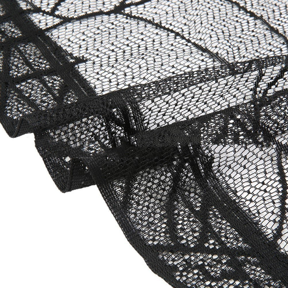 Halloween Lace Spider Web Table Skirt – Spooky Party and Haunted House Decoration