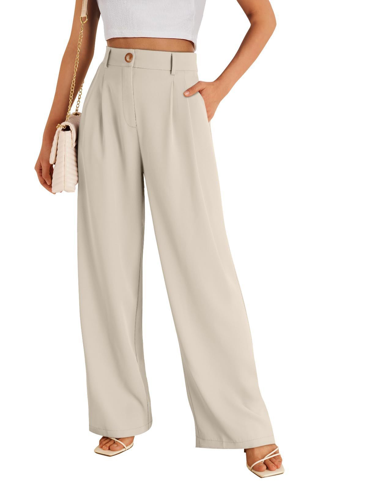 Women’s High-Waist Straight-Leg Pants with Zipper Detail – Elegant Polyester Trousers