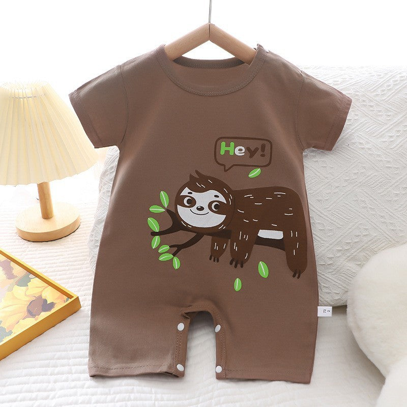 Cotton Summer New Korean Style Baby Boy Thin Women's Short-sleeved Children's Jumpsuit