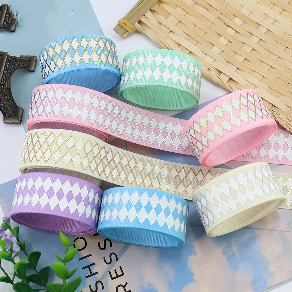 Bronzing Geometric Rib Ribbon – 25mm Decorative Craft Ribbon