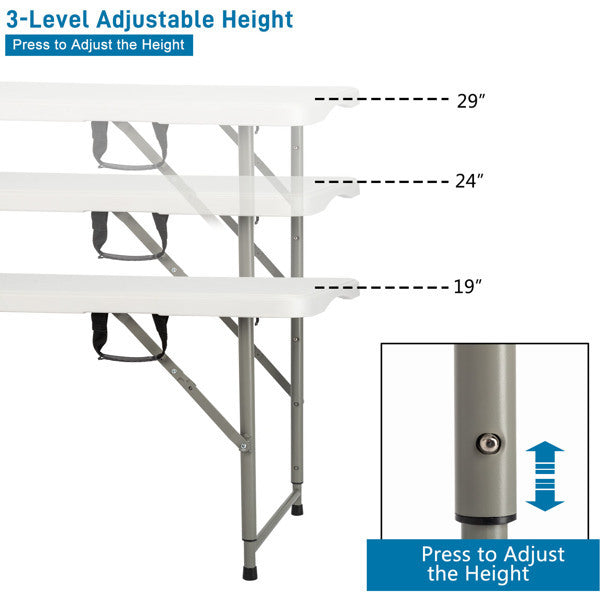 4ft White Foldable Courtyard Plastic Table