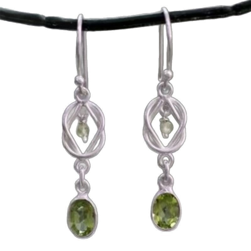 Female Creative All-match Green Gem Personalized Earrings