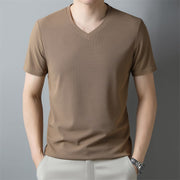 Men's Thin Casual Solid Color And V-neck Short-sleeved T-shirt