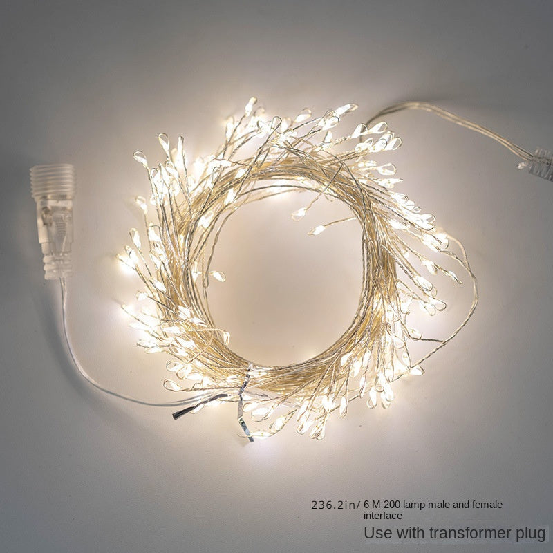 Remote-Controlled LED Christmas Firecracker Light with Low Voltage Hidden Green Copper Wire