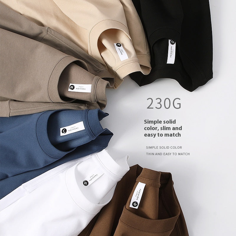 230g Heavy T-shirt Double Yarn Solona Round Neck Bottoming Shirt American Drop Shoulder