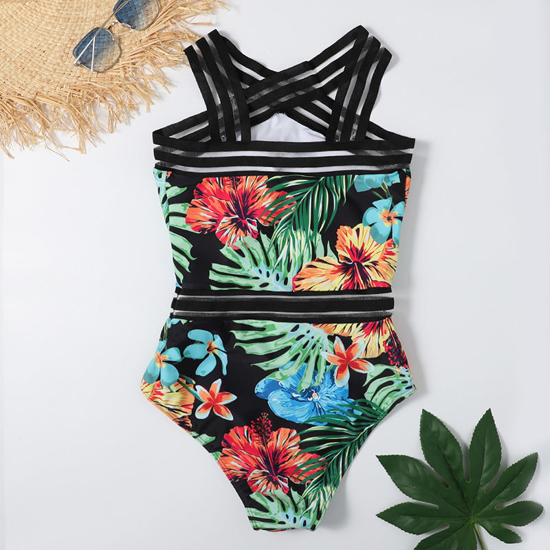 Women’s Floral One-Piece Swimsuit – Sexy Padded Swimwear
