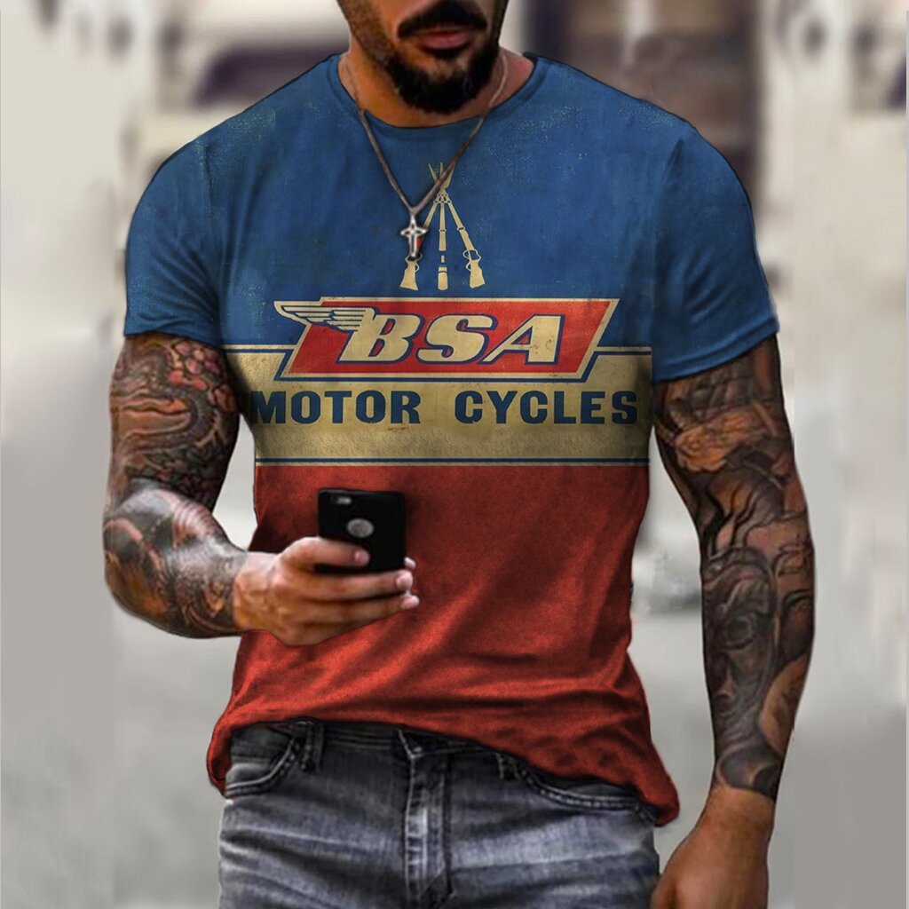 Men's Sports Round Neck Slim  Printed T-shirt