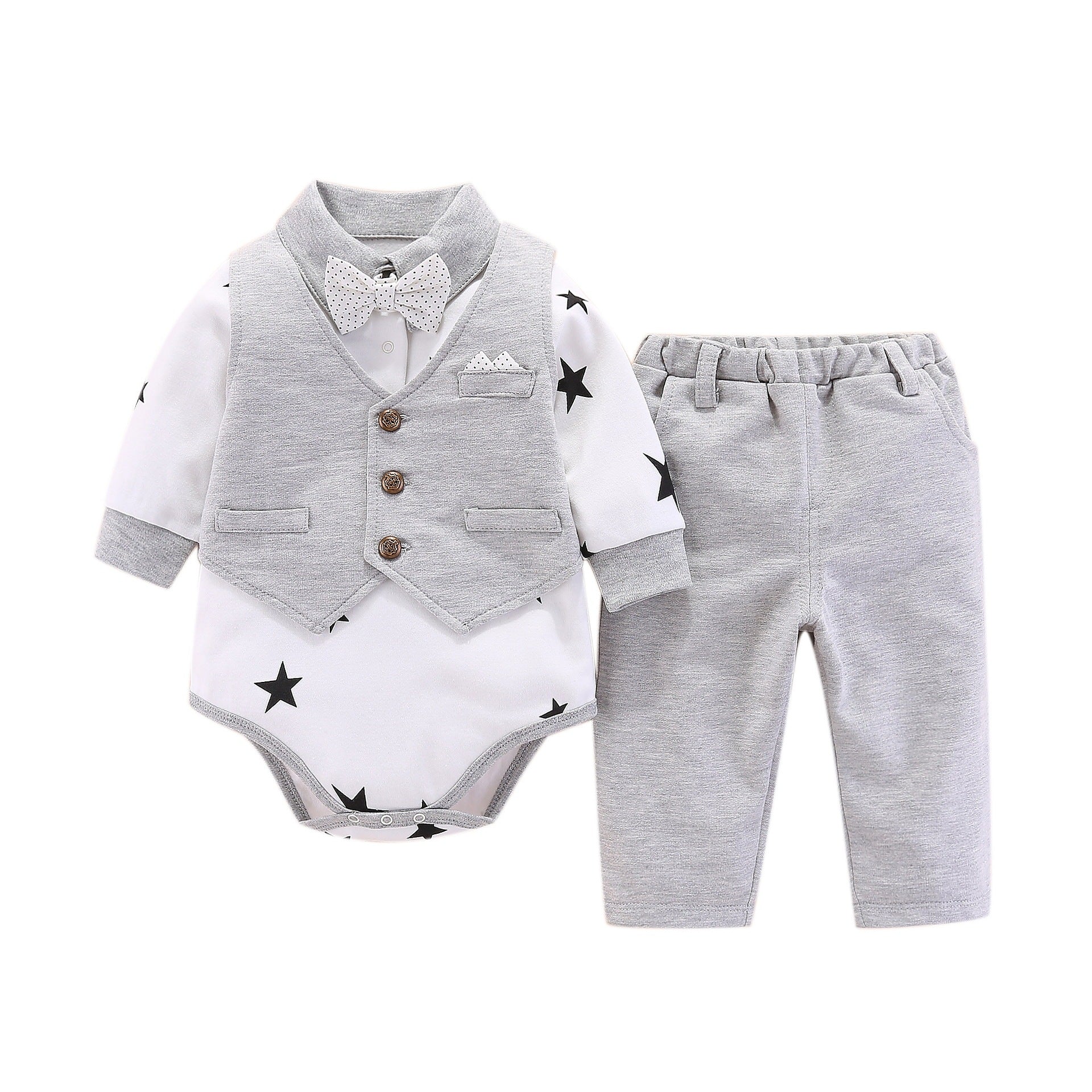 British Baby Dress Outfit – Long Sleeve Three-Piece Set for One-Year-Olds
