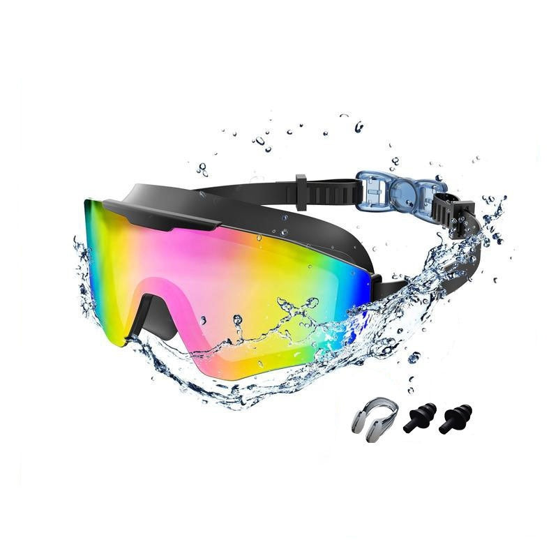 Plated Swimming Goggles Set with Nose Clip & Earplugs – Adult & Kids Models