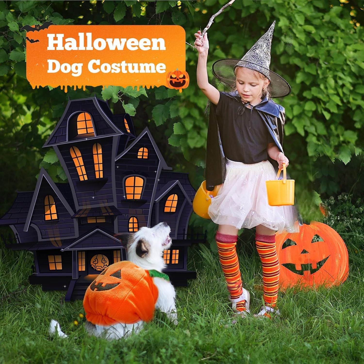 Funny Pumpkin Pet Costume – Plush Halloween Outfit for Small and Medium Dogs and Cats