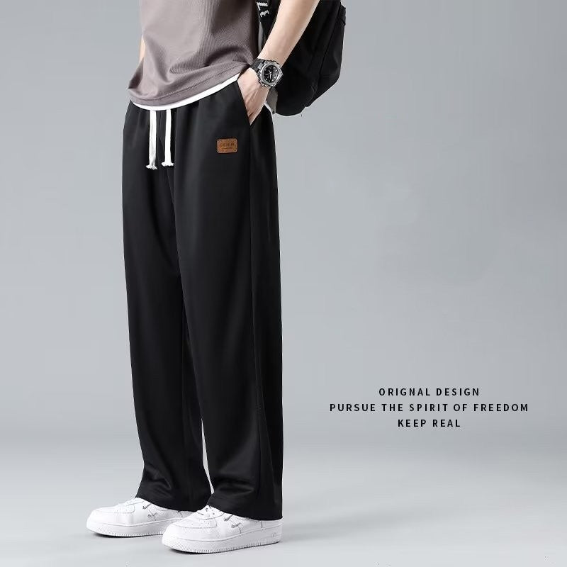 Men’s Ice Silk Thin Straight Loose Summer Pants