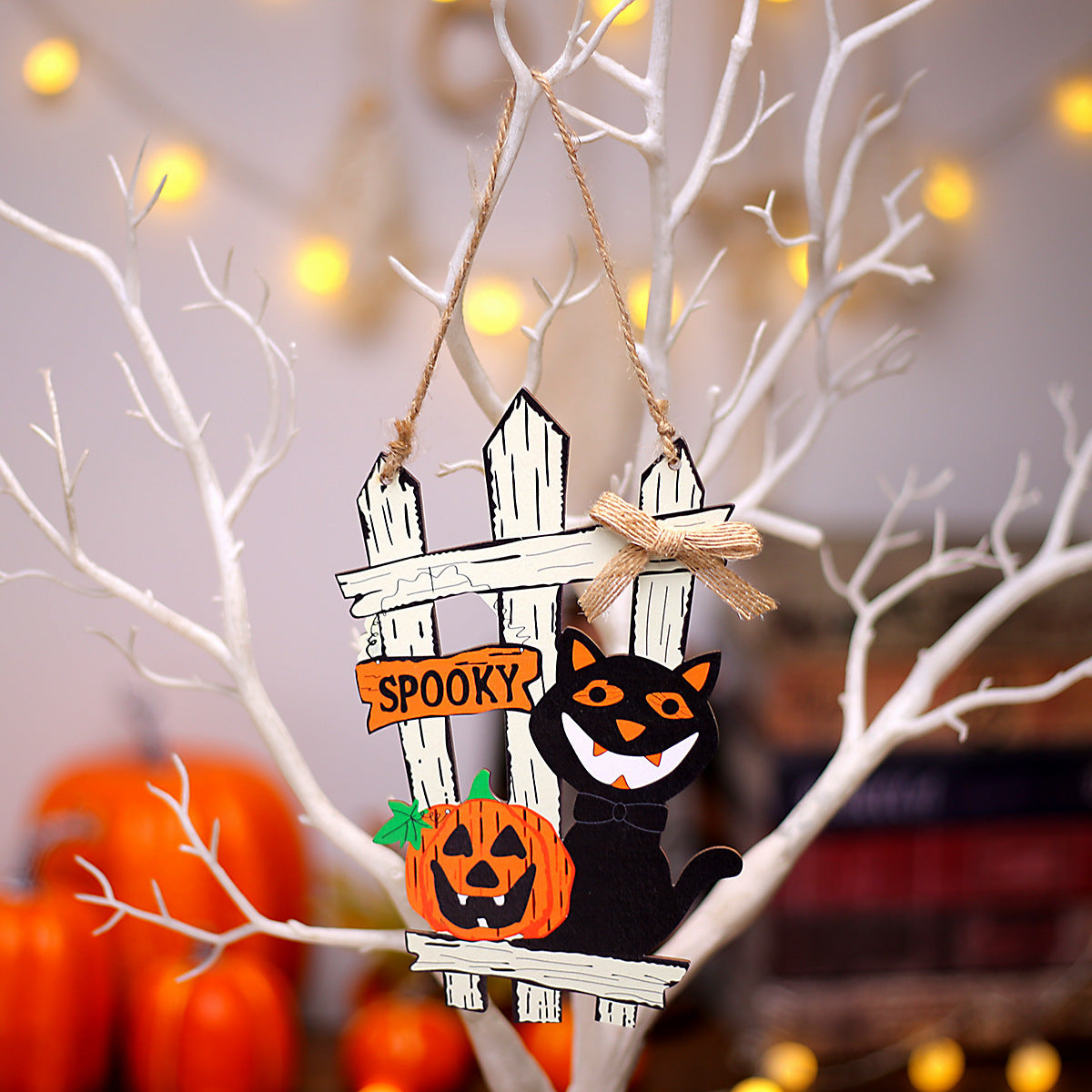 Halloween Black Cat Fence Door Decorations Hanging