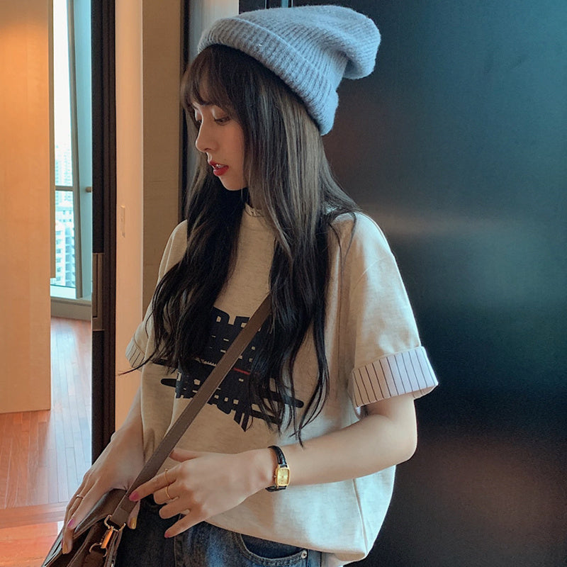 Design Sense Niche Short-Sleeved T-Shirt Women Loose Harajuku Style Early Spring Break Two Very Fairy Tops