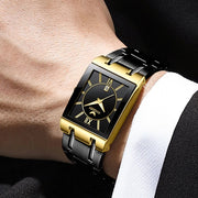 Mens Square Waterproof Band Calendar Quartz Watch