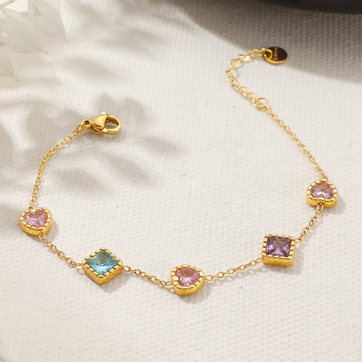 Women's Gold Heart Zircon Bracelet – Titanium Steel Gleaming Design
