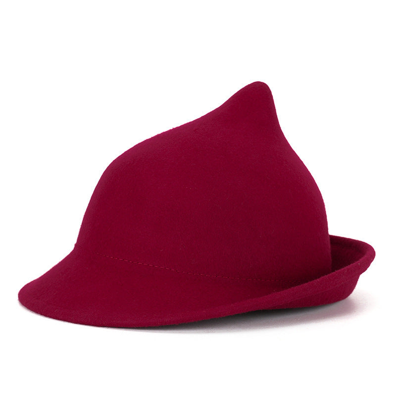 Fashion Personality Curling Wool Witch Hat – Trendy Winter Statement Headwear
