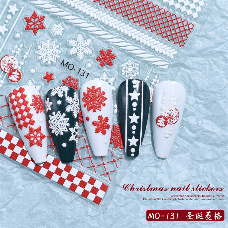 Christmas Relief Nail Stickers Paper Tape Adhesive Waterproof
