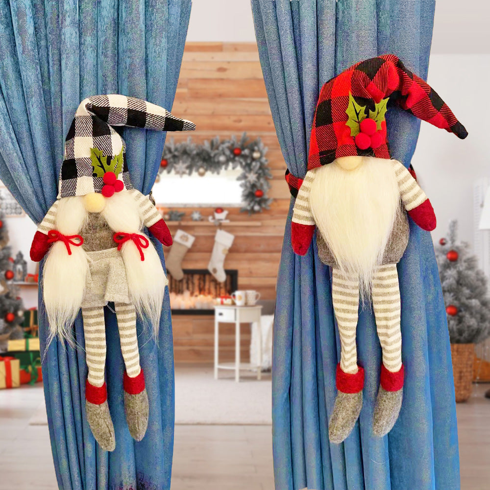 Christmas Decorations Couple Plaid Curtain Buckle