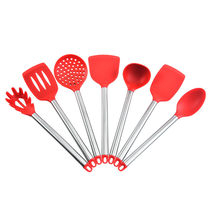 7-Piece Stainless Steel & Silicone Kitchen Ware Set – Shovels, Spoons & More