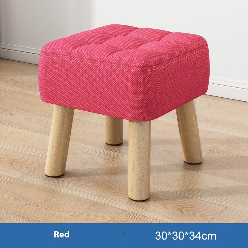 Solid Wood Stool Short Household Minimalist Fabric