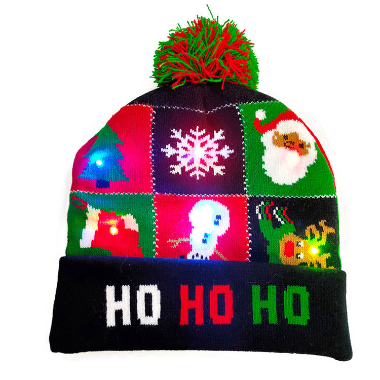 LED Light Up Christmas Knitted Hat Sweater Beanie for Kids and Adults