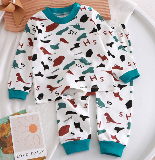 Children's Pure Cotton Cute Printed Autumn Clothes And Pants Set
