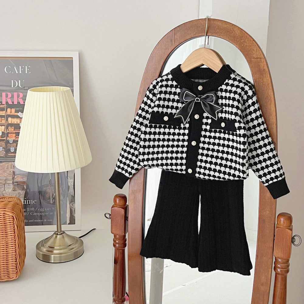 Girls Wool Bowknot Chanel Style Coat Slim Fit Autumn Winter