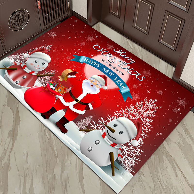 Christmas Floor Mat Red Festive Cross-border Christmas Decorative Floor Mat Entrance Non-slip Floor Mat Home