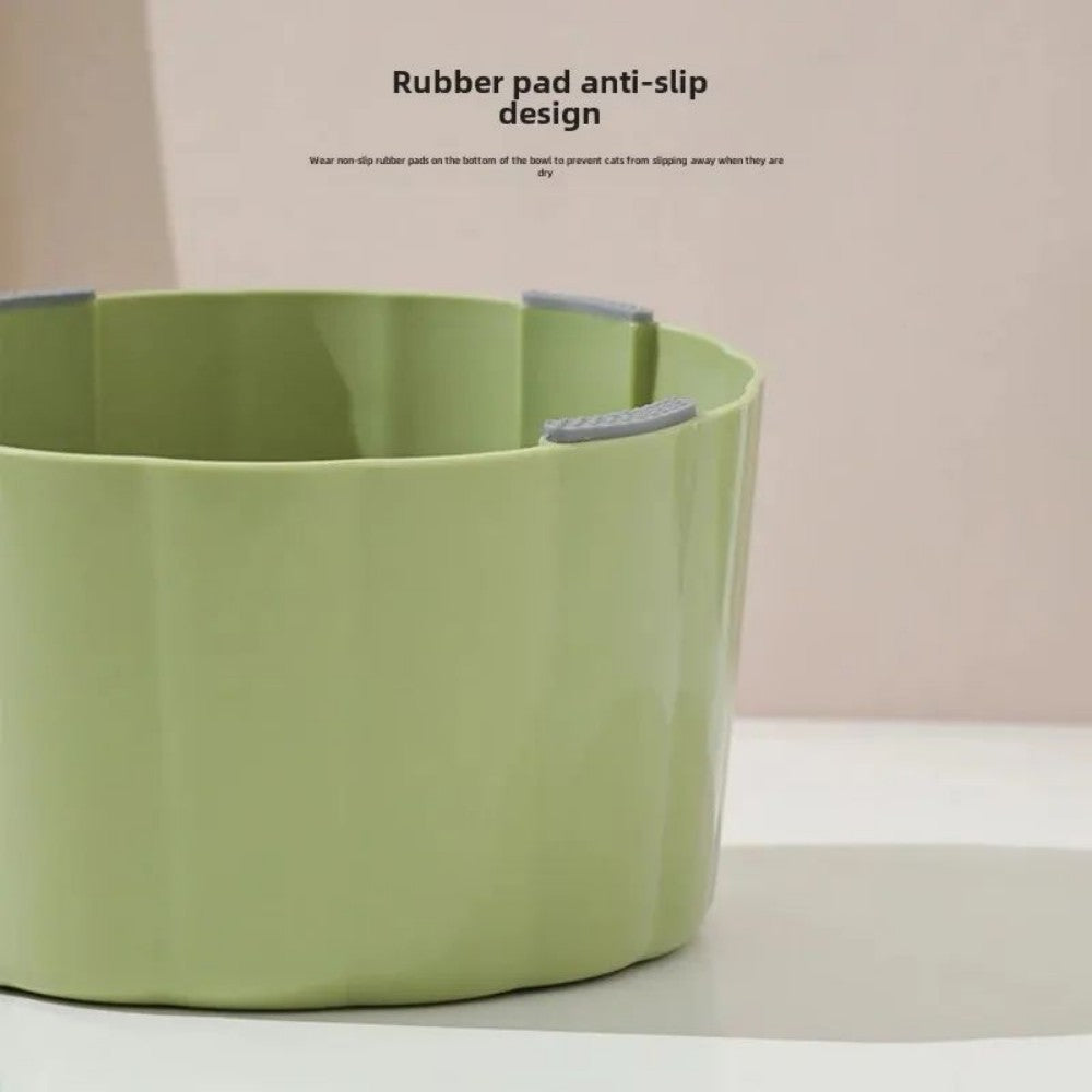 New Solid Color High-Stand Cater Bowl For Cats Large Mouth Anti-Overturn Anti-Slip Cat Bowl With Cactus Design