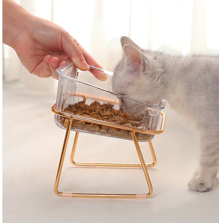 Cat Bowl Transparent High Foot  Diagonal Neck Guard