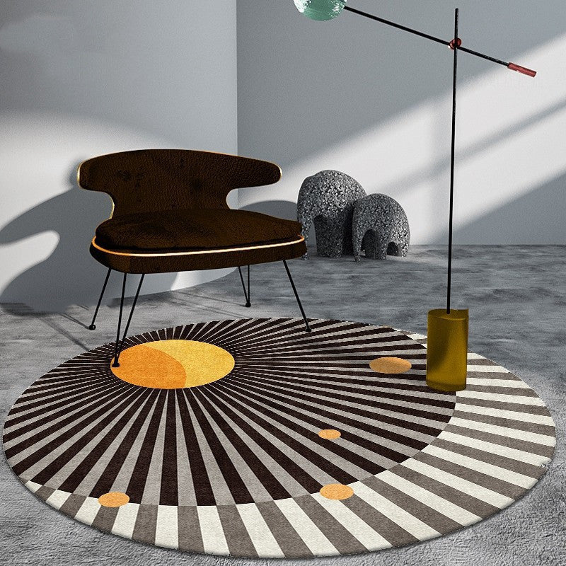 Round Geometric Office Carpet Pad – Dirt-Resistant Polyester Desk & Computer Mat