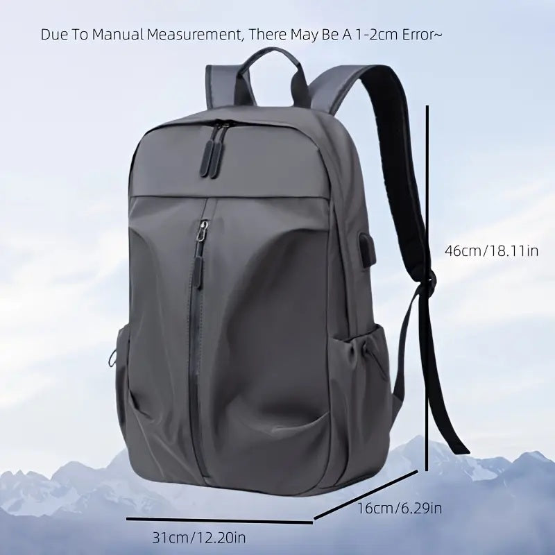 Men's Casual PU Backpack Ruffled Large Capacity Travel Bag